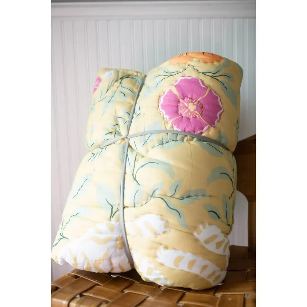 Anthropologie Cotton Voile Printed Quilt Collection King NEW